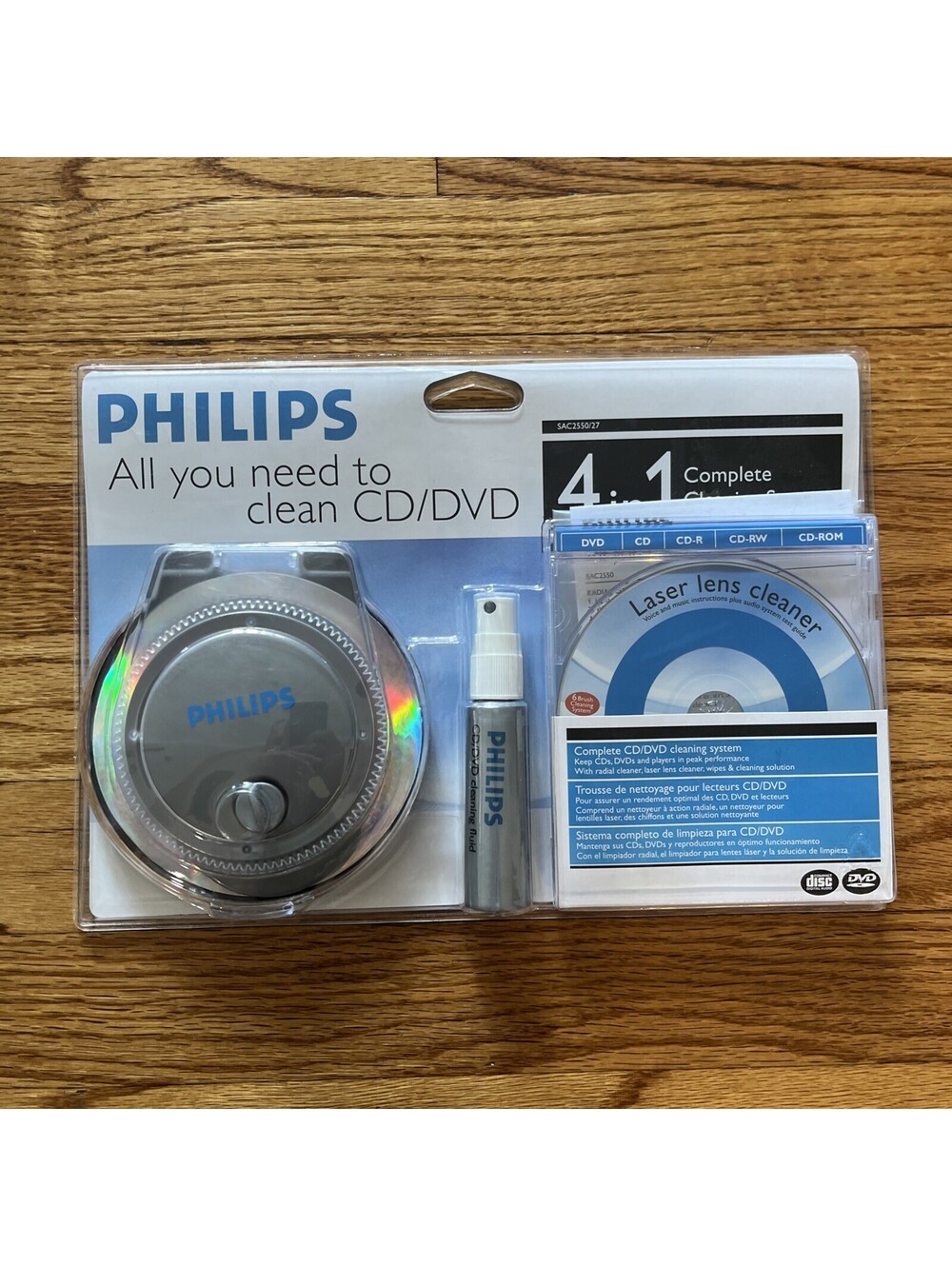 NIB Philips CD & DVD 4 In 1 Complete Laser Lens Cleaning Cleaner Kit System